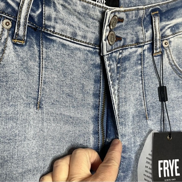 Frye Carly Crop Wide Leg Denim Jeans Women 30 Light wash Blue Highrise NWT - Picture 2 of 12